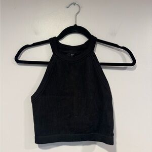 Black‎ ribbed Aerie high neck tank top bralette